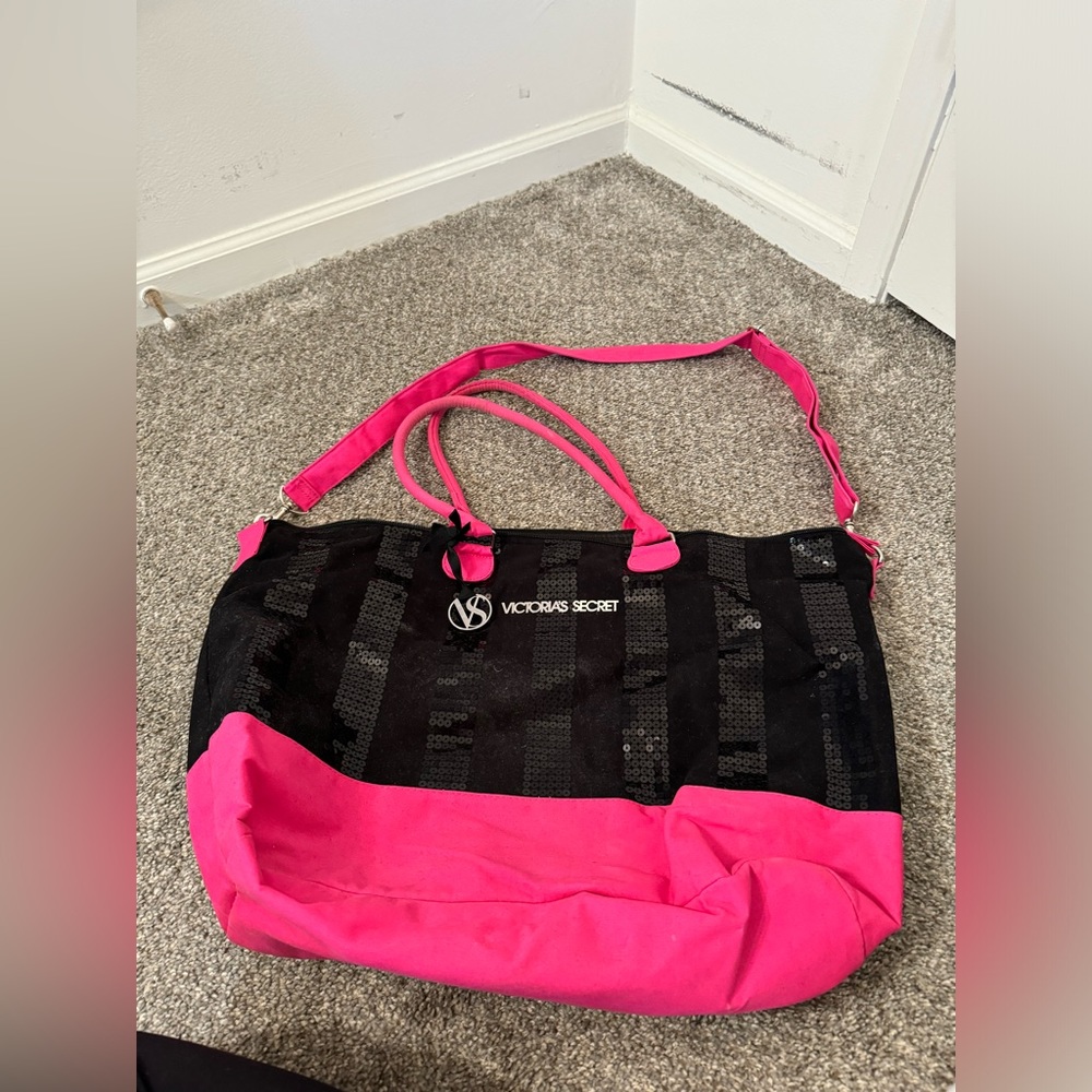 Victoria Secret Sequence Zippered Tote with Adjustable Strap